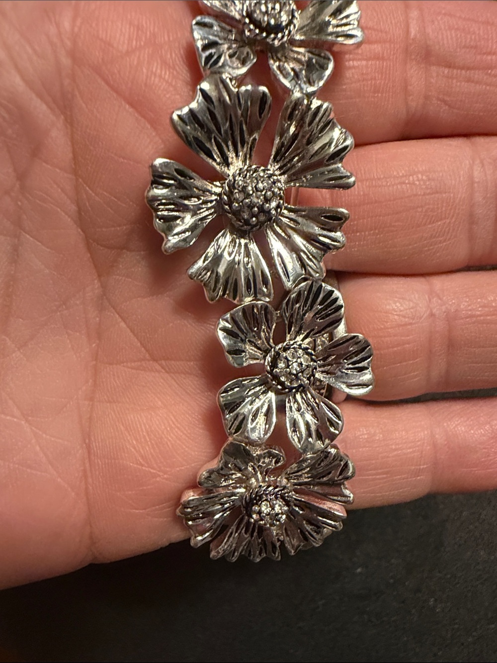 Silver Floral Link Bracelet - Women Jewelry